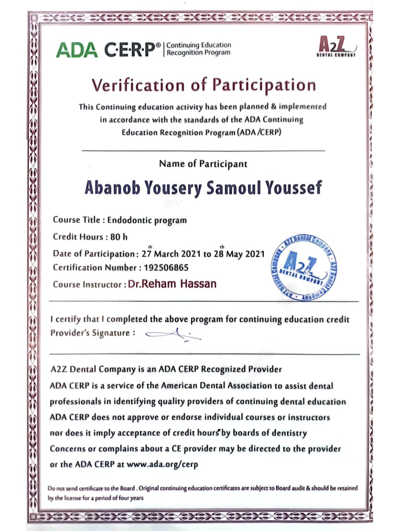 Endodontic program